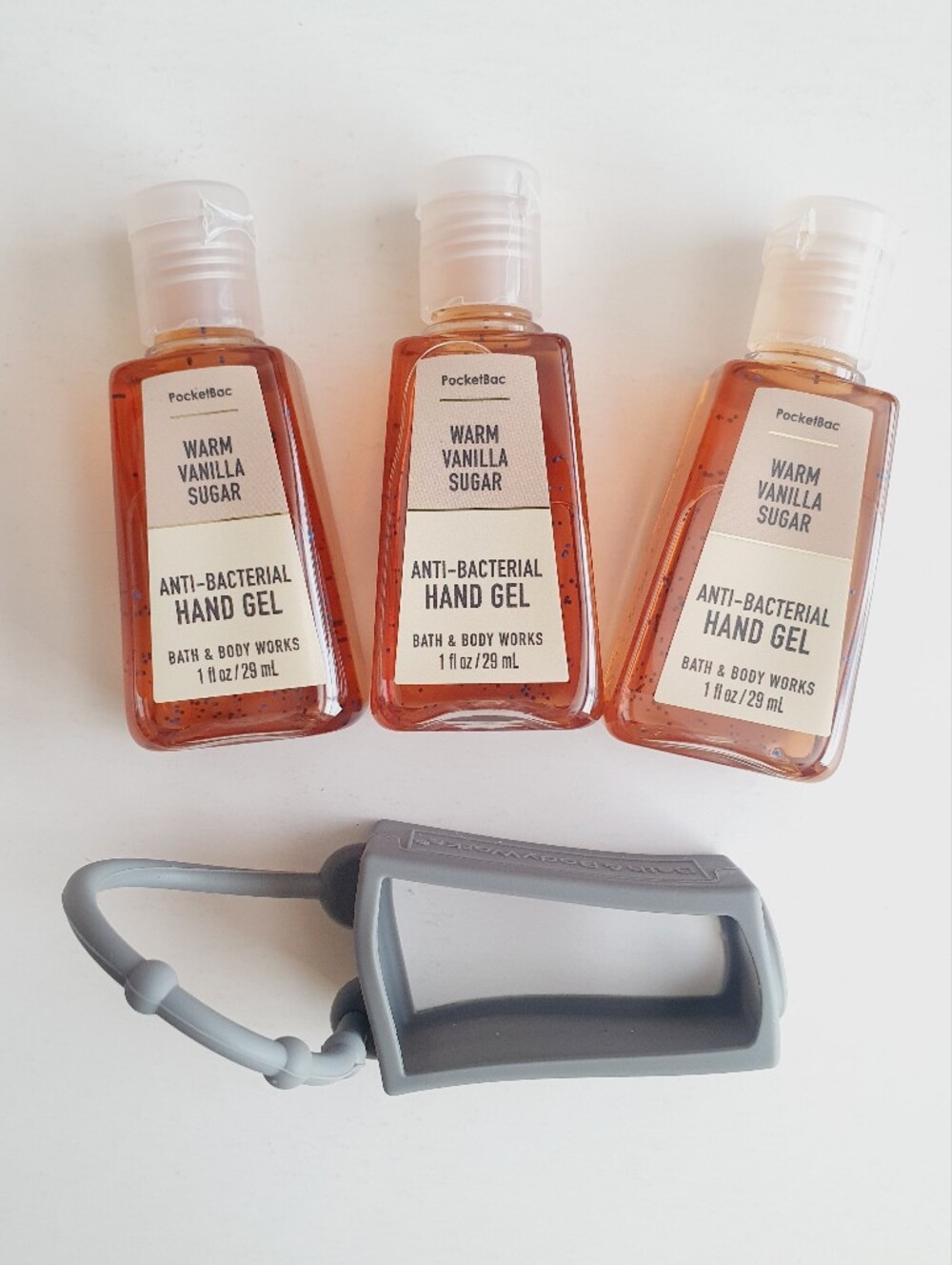 Bath & Body Works Warm Vanilla Sugar Hand Gel & Holder 4 Pc Set